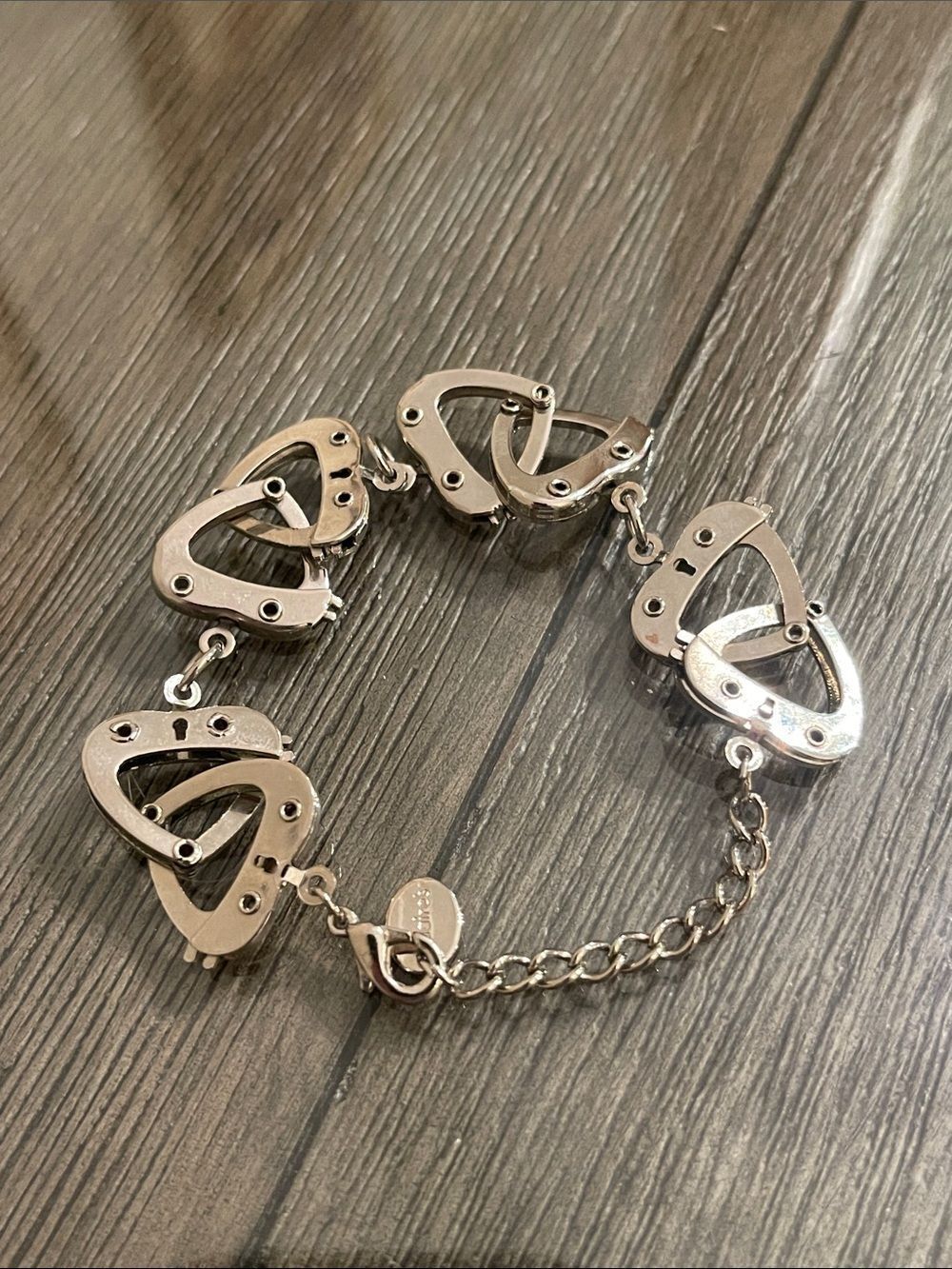 Claire’s Heart Shaoed Handcuff Link Bracelet Silver-tone , Adjustable